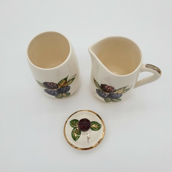 Creamer Jam Sugar Jar Vintage Knotts Berry Farm Buena Park CA Hand Painted Berry - Picture 4 of 12